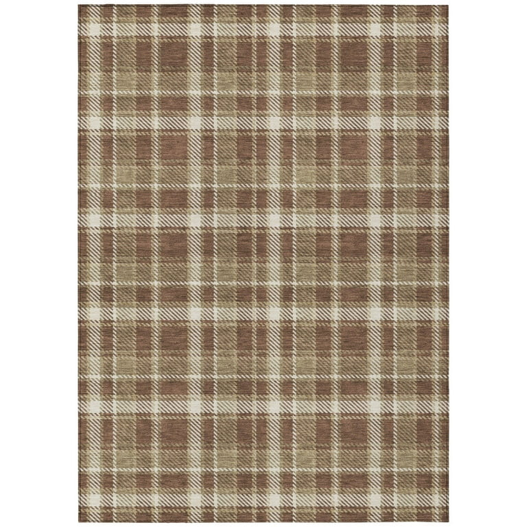 Addison Rugs Chantille Indoor/Outdoor Transitional Plaid Chocolate Washable Rectangle Rug, 2'6" x... | Walmart (US)