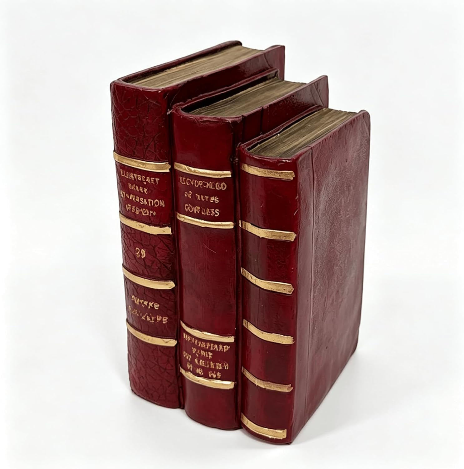 Resin Faux Book Stack Ornament Burgundy Gold Non-Opening Vintage Decorative Sculpture Farmhouse Home Decor 5.5 x 4.5 x 8 Inch Guichifun | Amazon (US)