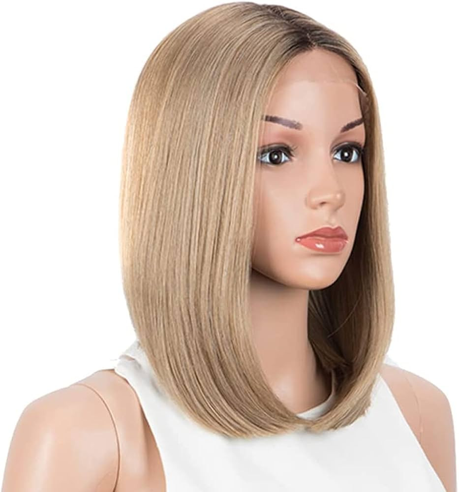 NOBLE Honey Blonde Lace Front Bob Wigs for Women T Part HD Lace Front Wigs with Brown Roots Synth... | Amazon (US)