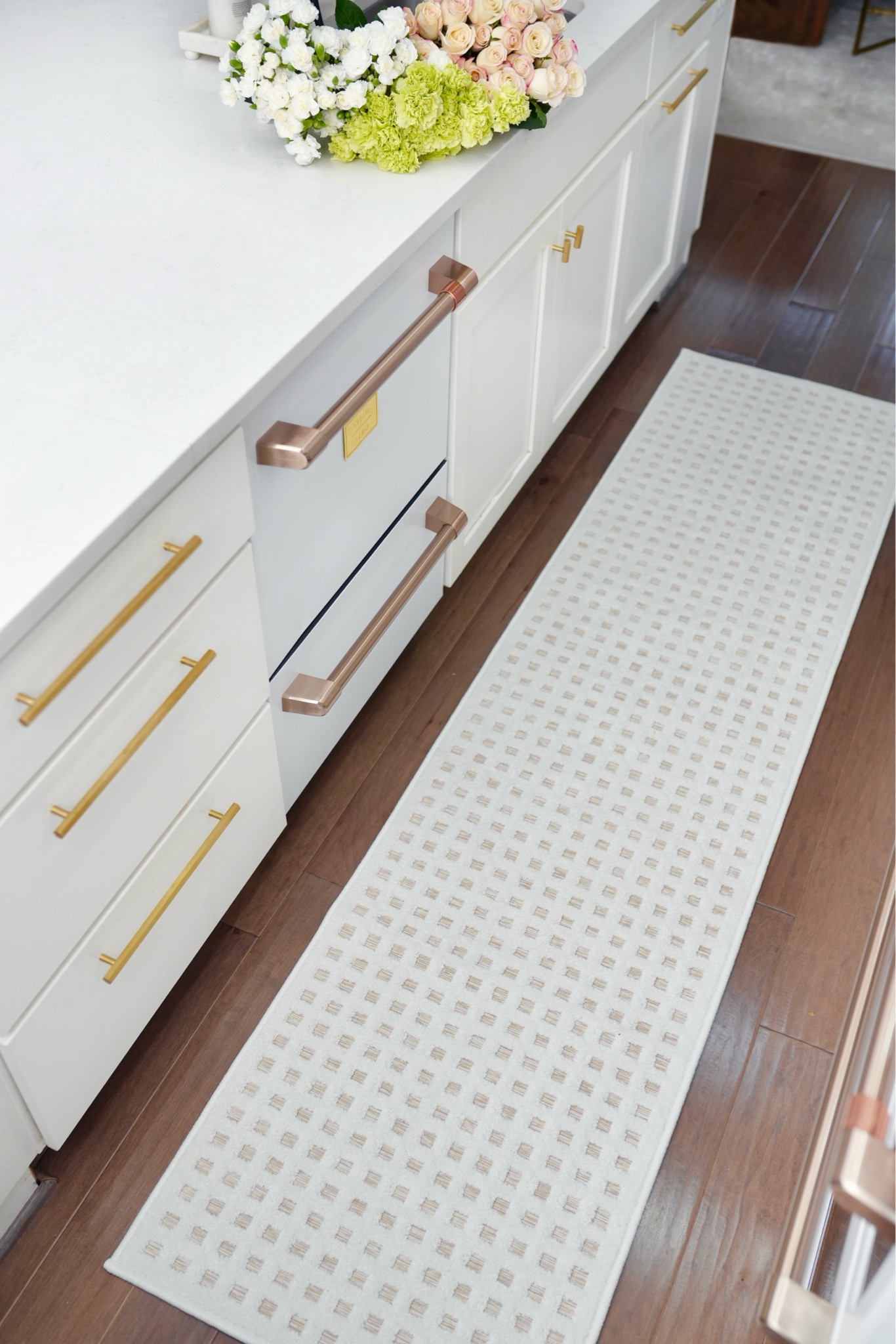 Cream runner for my kitchen, white rug, neutral rug, kitchen runner , my Texas house rug, white and gold dishwasher, gold handle appliances , Walmart Home Depot, Walmart home finds , #walmartFinds #WalmartHome @Walmart 

#LTKhome #LTKSeasonal