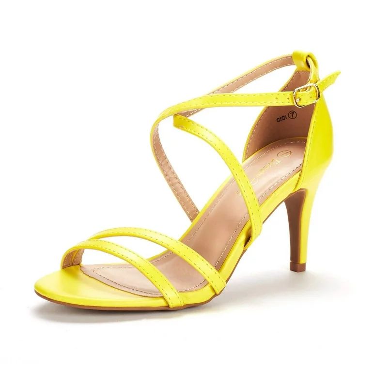 Dream Pairs Women's Ankle Strap High Heel Sandals Wedding Party Dress Shoes GIGI YELLOW/PU Size 7... | Walmart (US)