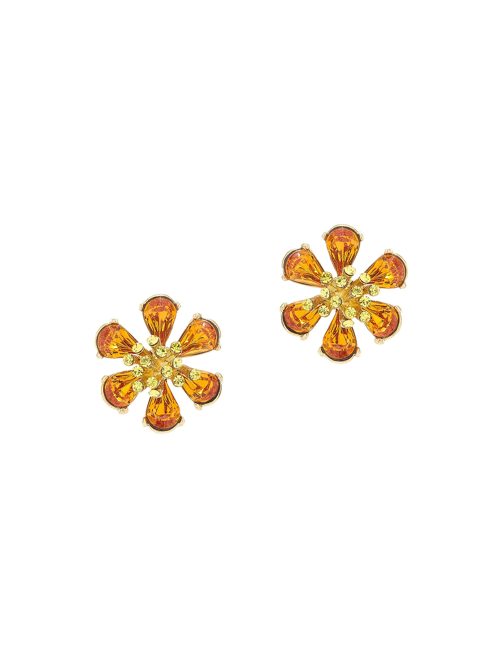 Shop Oscar de la Renta Goldtone & Glass Crystal Flower Button Earrings | Saks Fifth Avenue | Saks Fifth Avenue