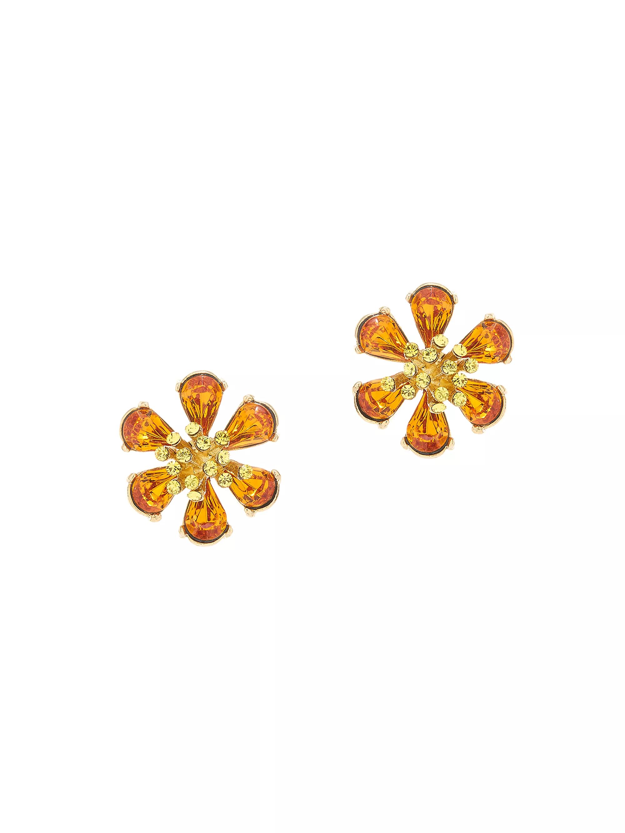 Shop Oscar de la Renta Goldtone & Glass Crystal Flower Button Earrings | Saks Fifth Avenue | Saks Fifth Avenue