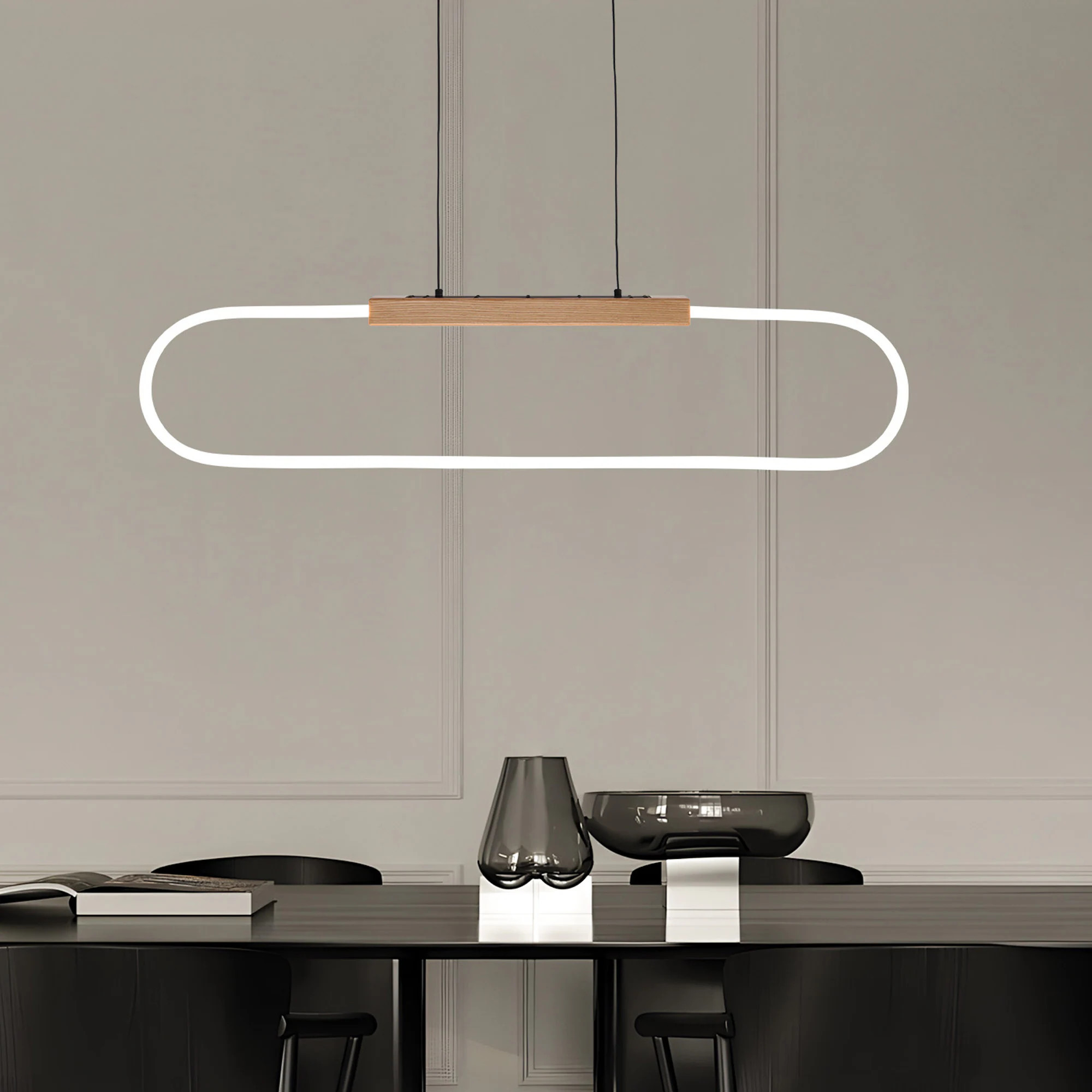 Antoine Modern Linear Kitchen Island 1 -Light Matte Black Modern/contemporary Integrated LED Cage For Use in Bedrooms, Dining Rooms, Foyers | Lowe's