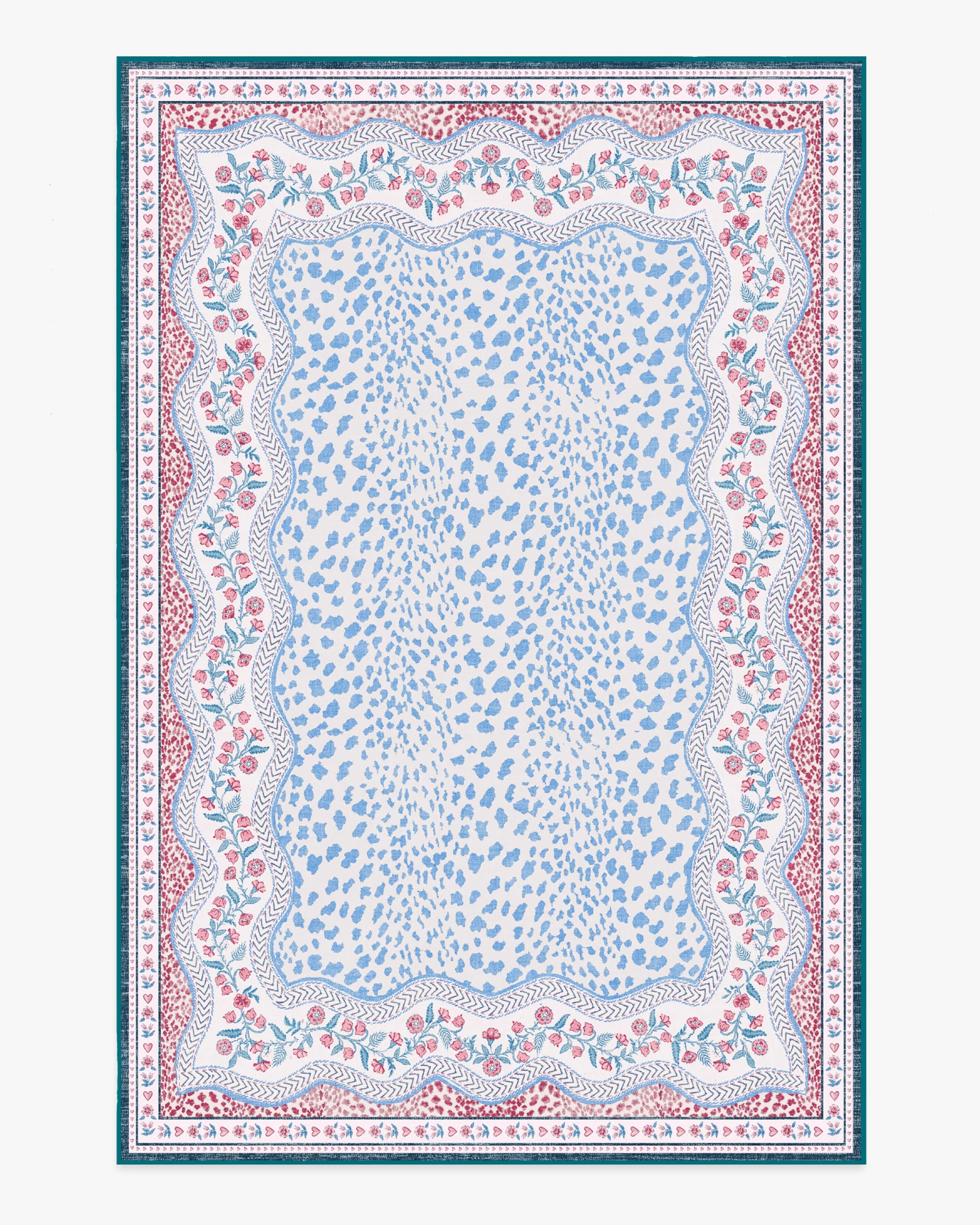 Wendy Animal Border Blue & Pink Rug by Humberto Leon | Ruggable US | Ruggable
