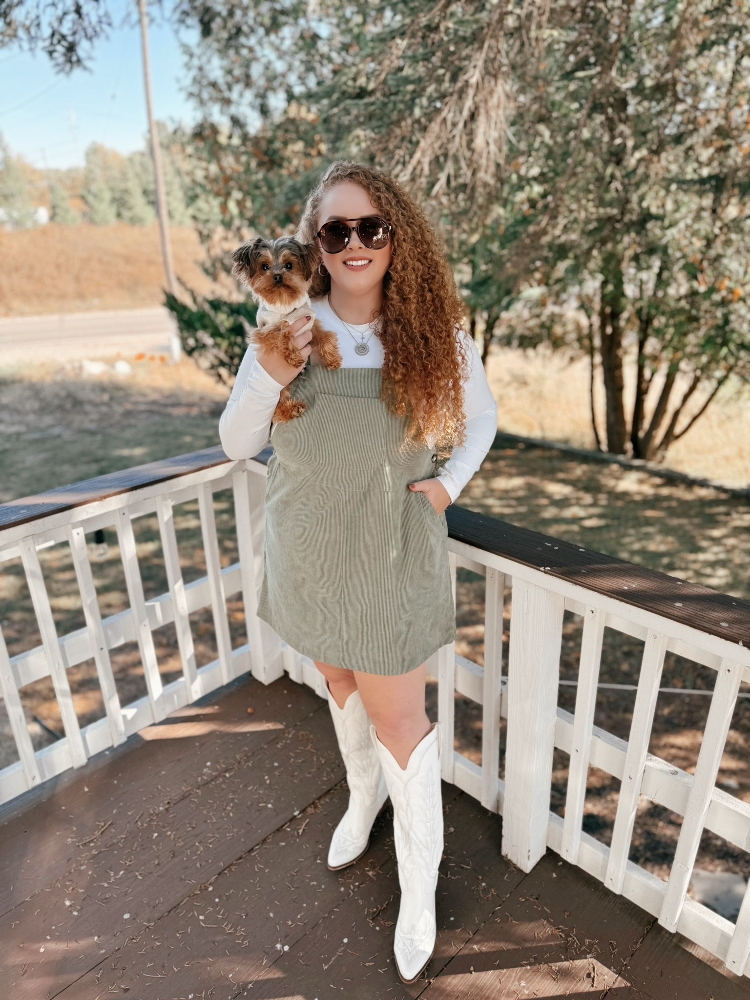 Scored this cute dress on amazon 😍🍂 dress | amazon dress | fall dress | green overall dress | amazon overall dress | long sleeve top | boots | cowboy boots | fall boots | fall cowboy boots | concert look | concert outfit | concert finds | concert outfit inspo | fall concert outfit | fall | fall finds | fall fashion finds | amazon fall finds | amazon fall fashion | fall outfit inspo | fall transition look | fall transition outfit | fall family photos | fall photos outfit | family photos outfit | fall family photos outfit 

#LTKSeasonal #LTKStyleTip #LTKMidsize