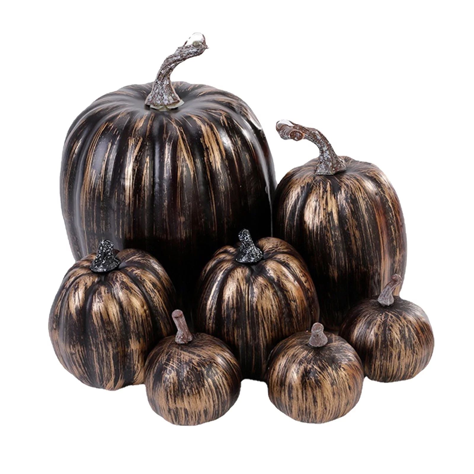 Jikolililili Assorted Sizes Harvest White Black Gold Artificial Pumpkins for Fall Halloween Thank... | Walmart (US)