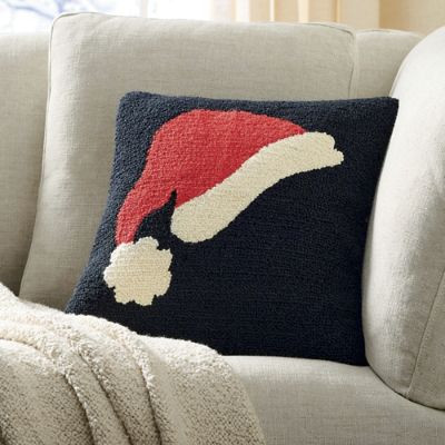 Santa Hat Hooked Pillow | Grandin Road