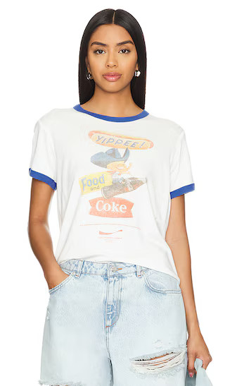 Yippee Coke Perfect Ringer Tee in White & Blue | Revolve Clothing (Global)