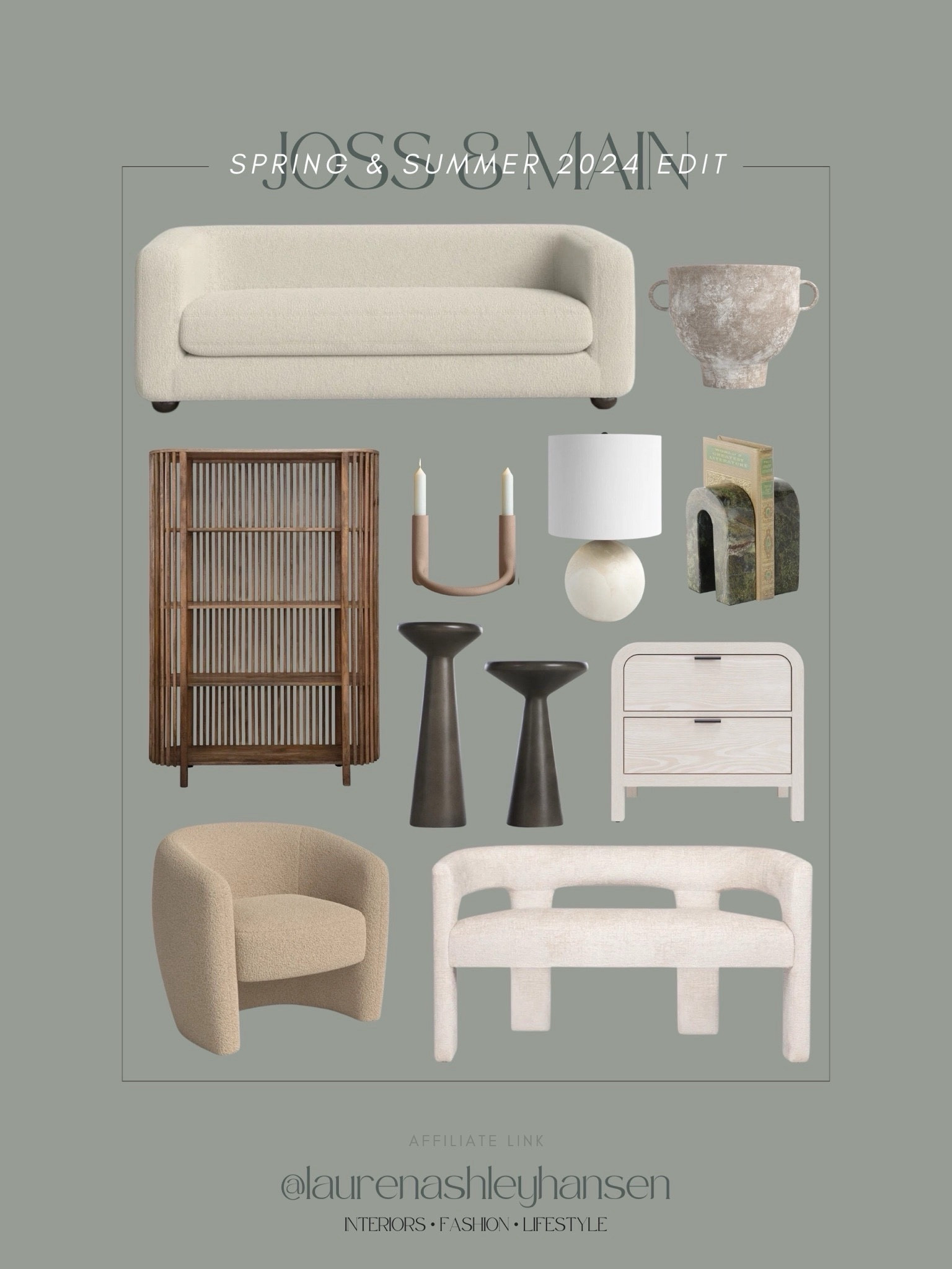 The Joss & Main Spring / Summer 2024 Edit is live! They have so many beautiful pieces included in this seasons edit, focusing all on the trends of the year. You’ll find a lot of earthy and organic texture, unique curves and silhouettes, and beautiful details! Love these finds! 

#LTKstyletip #LTKhome