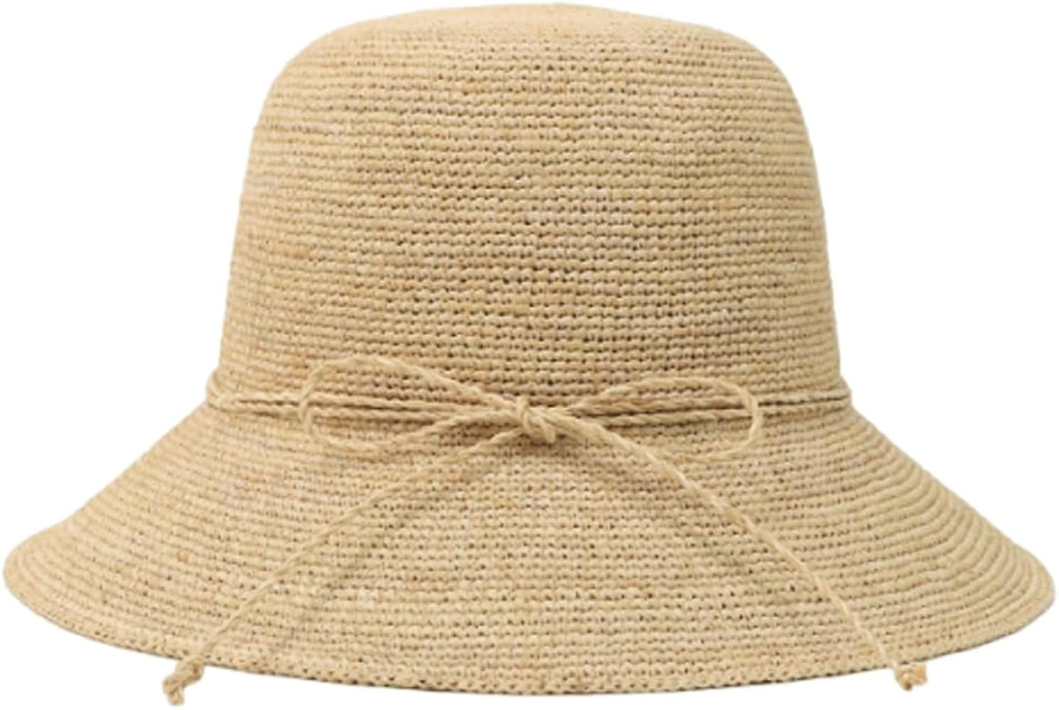 Women's Raffia Straw Hat Summer Beach Bucket Hat Handmade Natural Raffia Woven Sun Hats Foldable ... | Amazon (US)