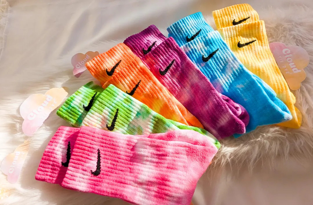Tie Dye NIKE Socks - 'The Ripple Dye Collection' - Red, Green, Purple, Pink, Blue, Peach, Yellow,... | Etsy (US)