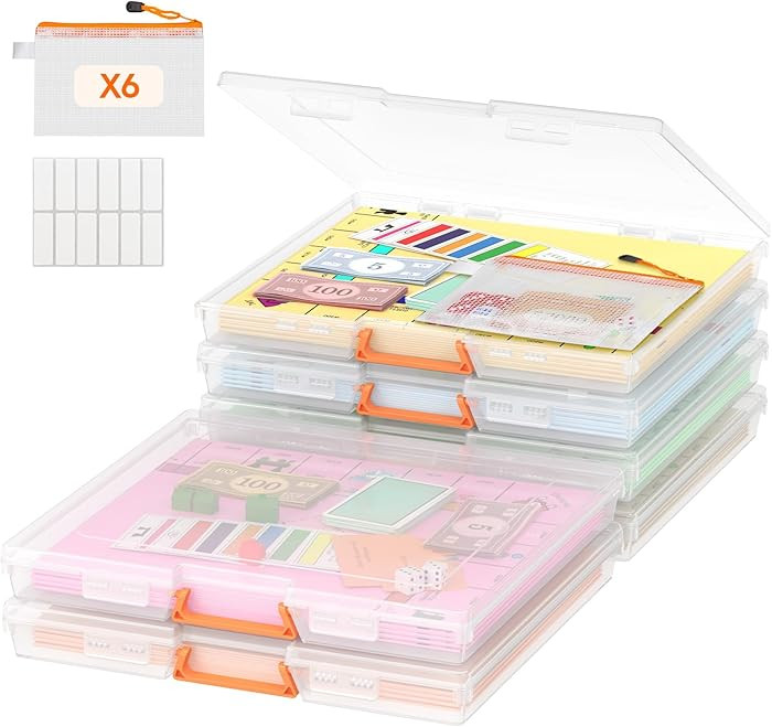 Lifewit Board Game Storage with Secure Latch, 6 Pack Plastic Organizer Box with Handle & Labels, ... | Amazon (US)