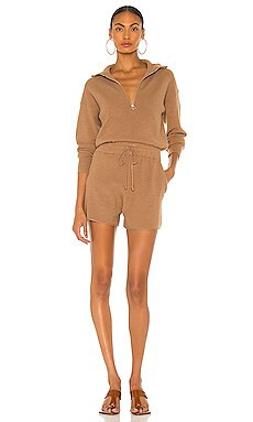 L'Academie Shannon Romper in Brown from Revolve.com | Revolve Clothing (Global)