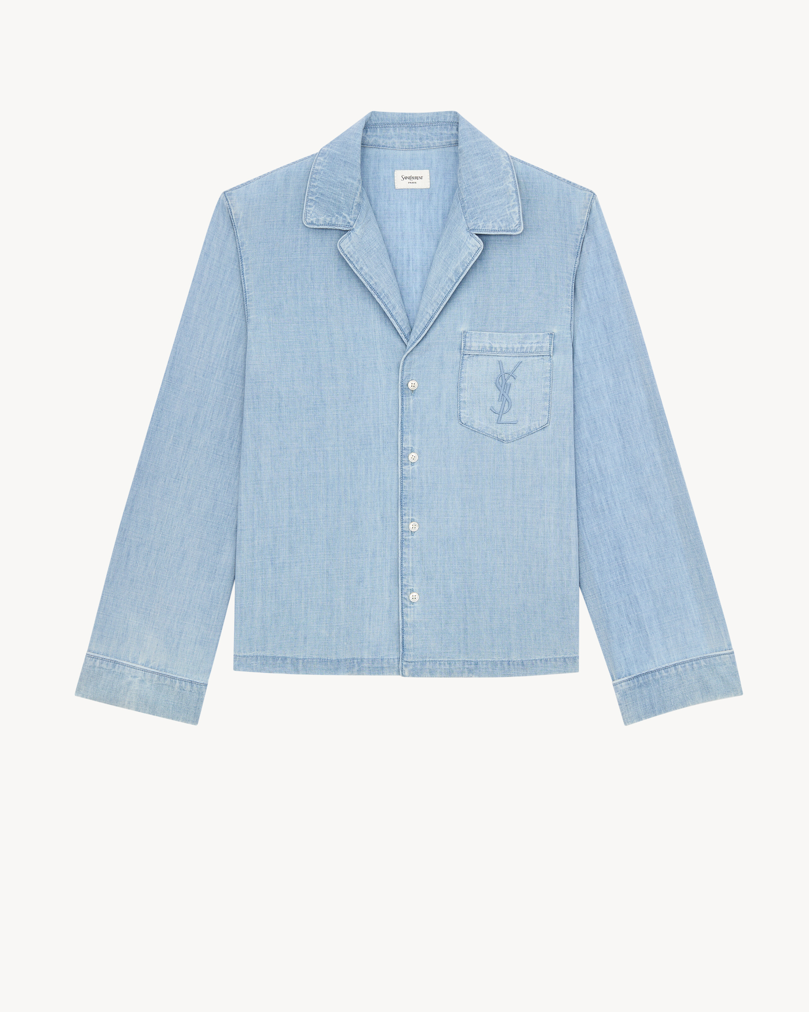 Saint Laurent Cassandre Shirt In Chambray - Blue - Women - S | Saint Laurent Inc. (Global)