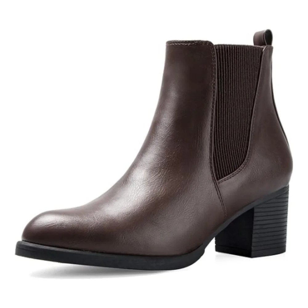 Pennysue Women Chelsea Boots Dark Brown Female Chunky Heel Ankle Booties 9M | Walmart (US)