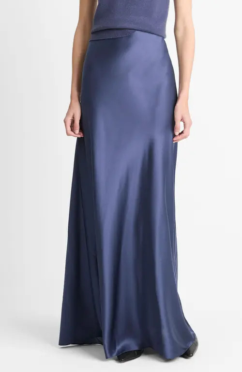 Vince Satin Maxi Skirt in Dark Periwinkle at Nordstrom, Size X-Small | Nordstrom