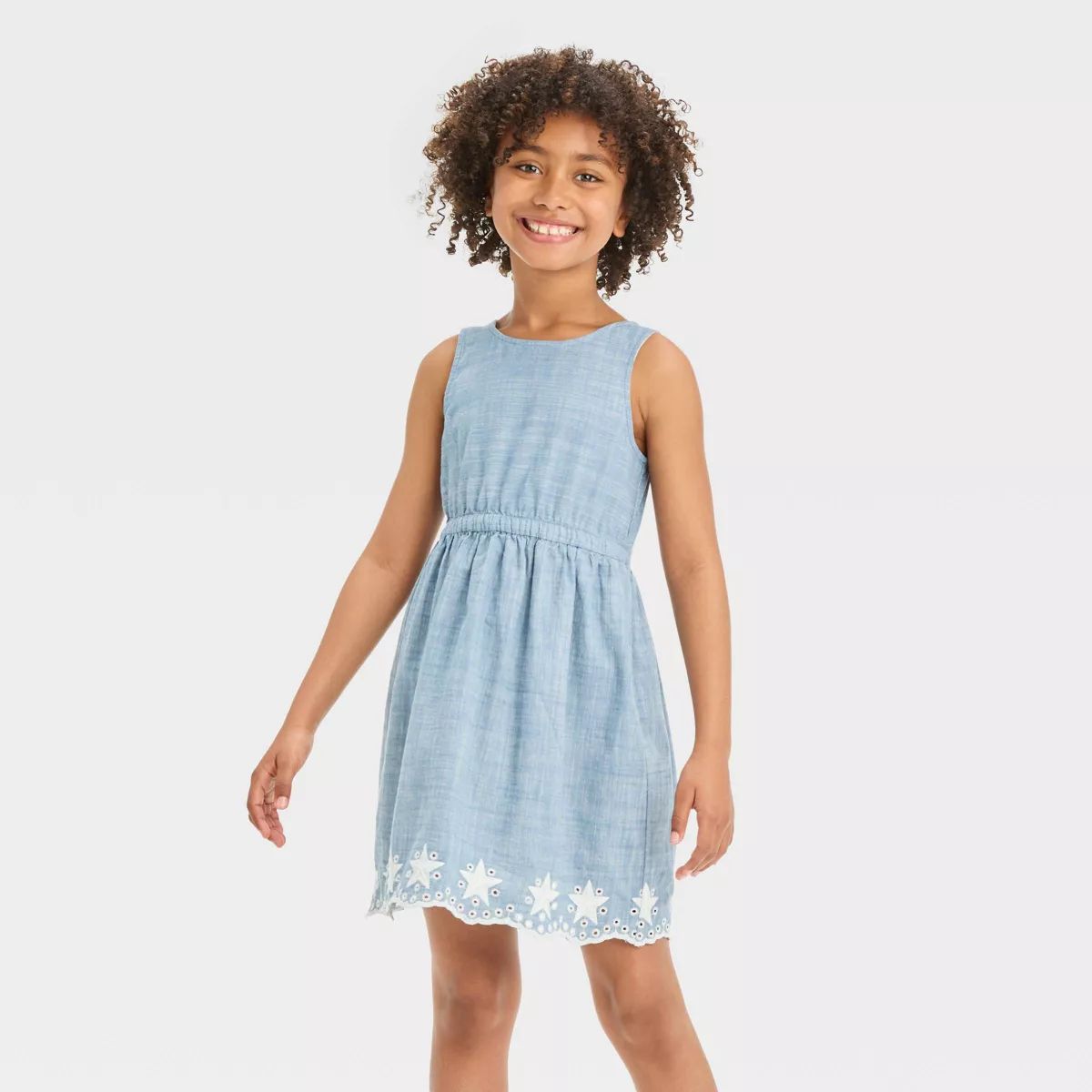 Girls' Sleeveless Twist Back Embroidered Americana Dress - Cat & Jack™ | Target