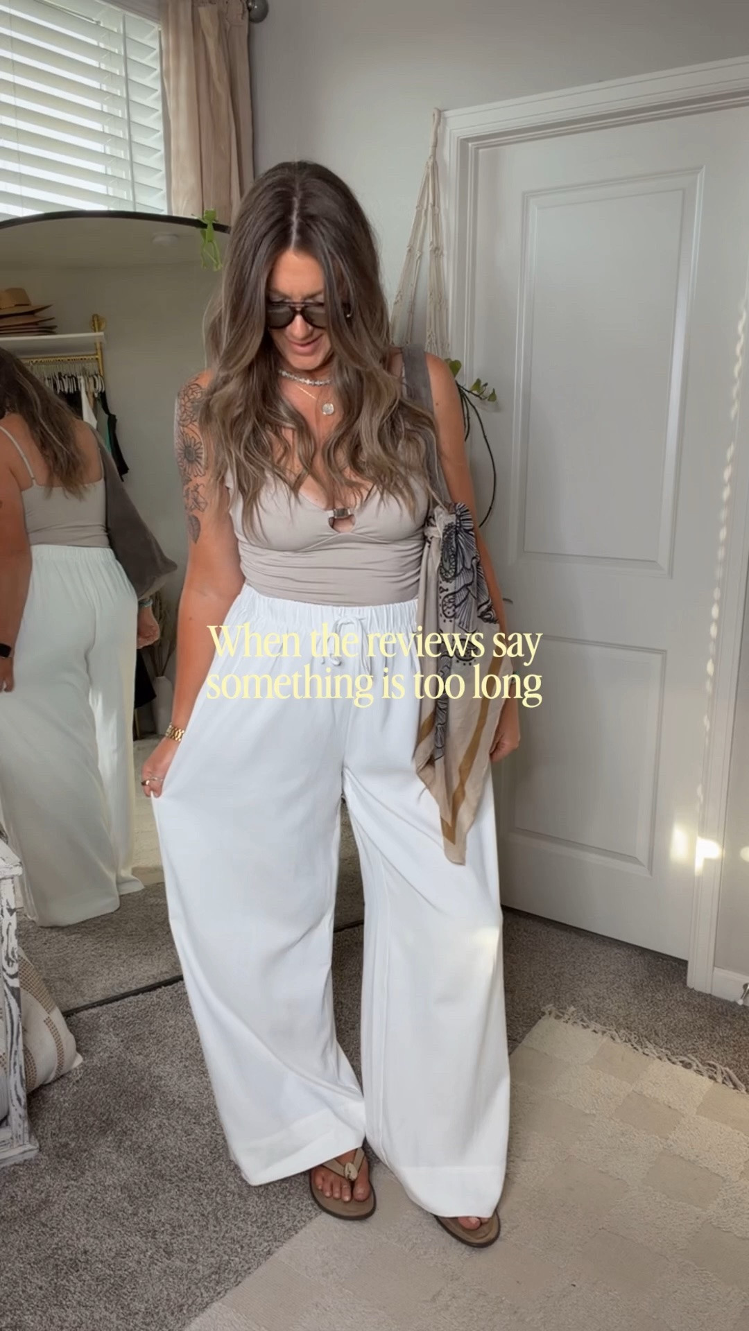A tall girl’s dream! 
✨large top, us10 pants, 11 sandals