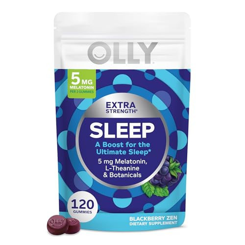 OLLY Extra Strength Sleep Gummy, Occasional Sleep Support Supplement*, 5 mg Melatonin, L-Theanine, BlackBerry Zen Flavor, 60 Day Supply - 120 Count (Packaging May Vary) | Amazon (US)