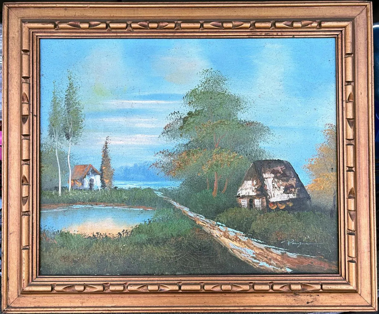 Vintage Rural Landscape Oil Painting House Trees Lake Artist Signed Art Framed | Etsy (Global)