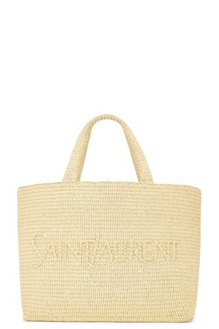 Saint Laurent Supple Raffia Tote Bag in Tan | FWRD 