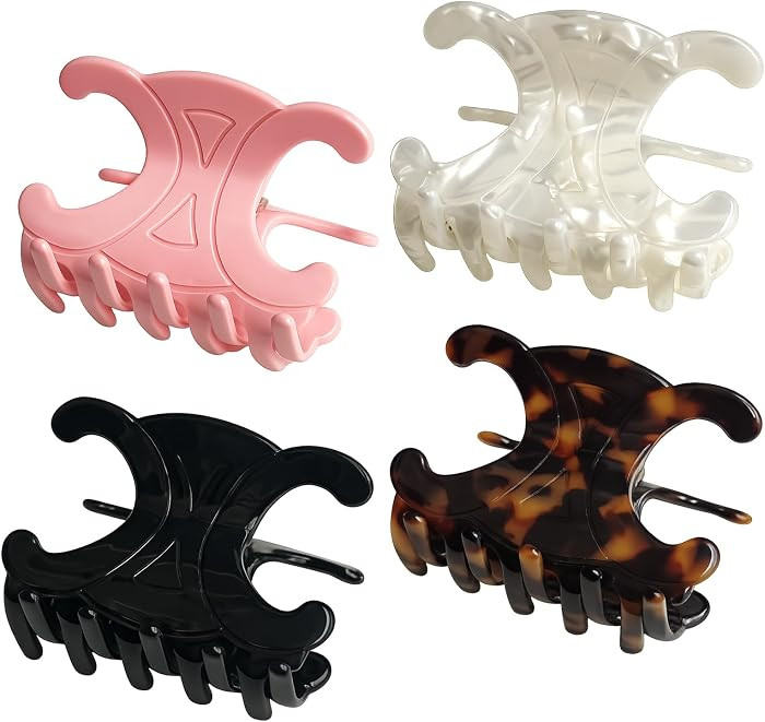 Butterfly Hair Clips, 4 Pack Premium Acetate Hair Claw Clips for Women, Medium-Strong Hold for Th... | Amazon (US)