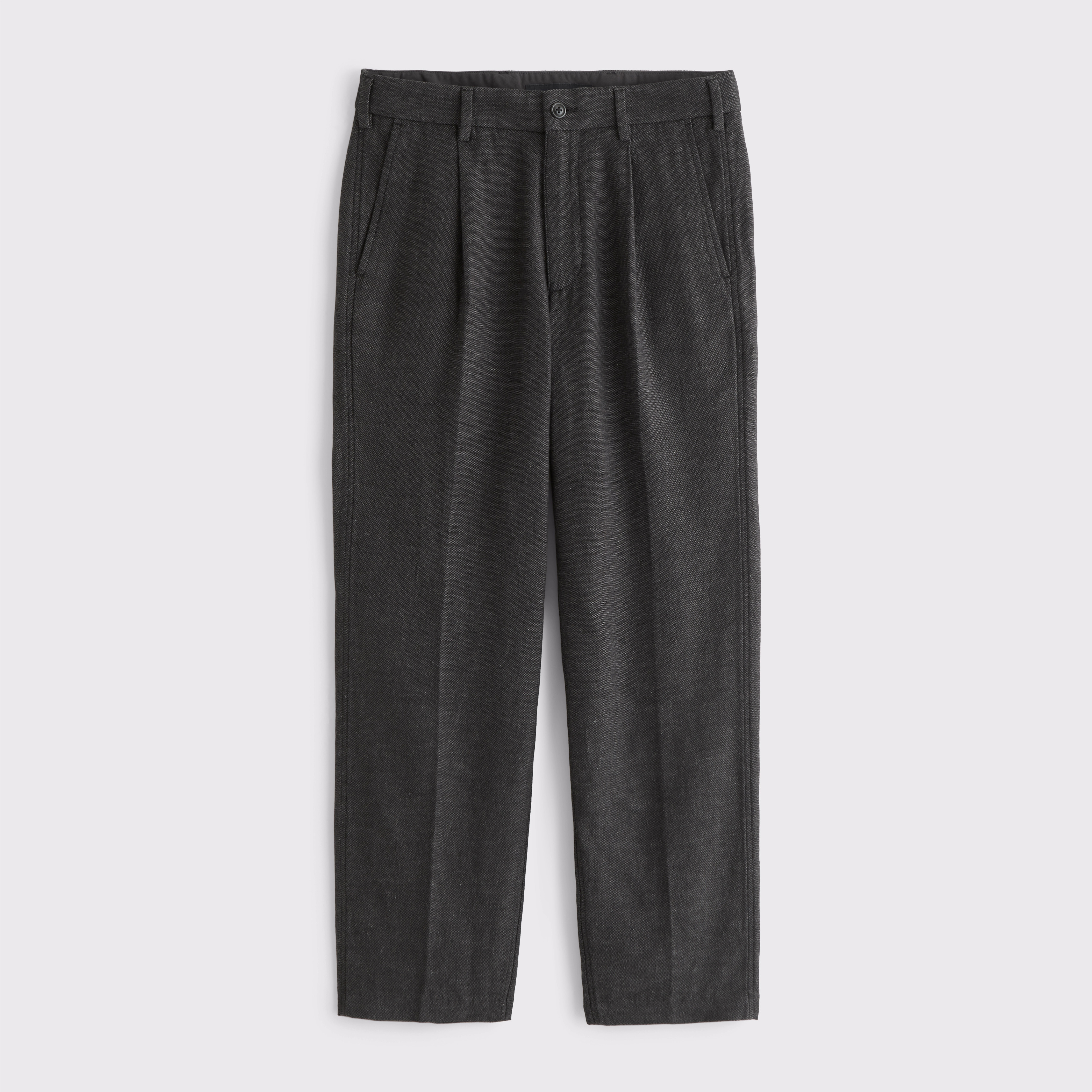Linen-Blend Pleated Relaxed Straight Fixed Waist Pant | Abercrombie & Fitch (US)