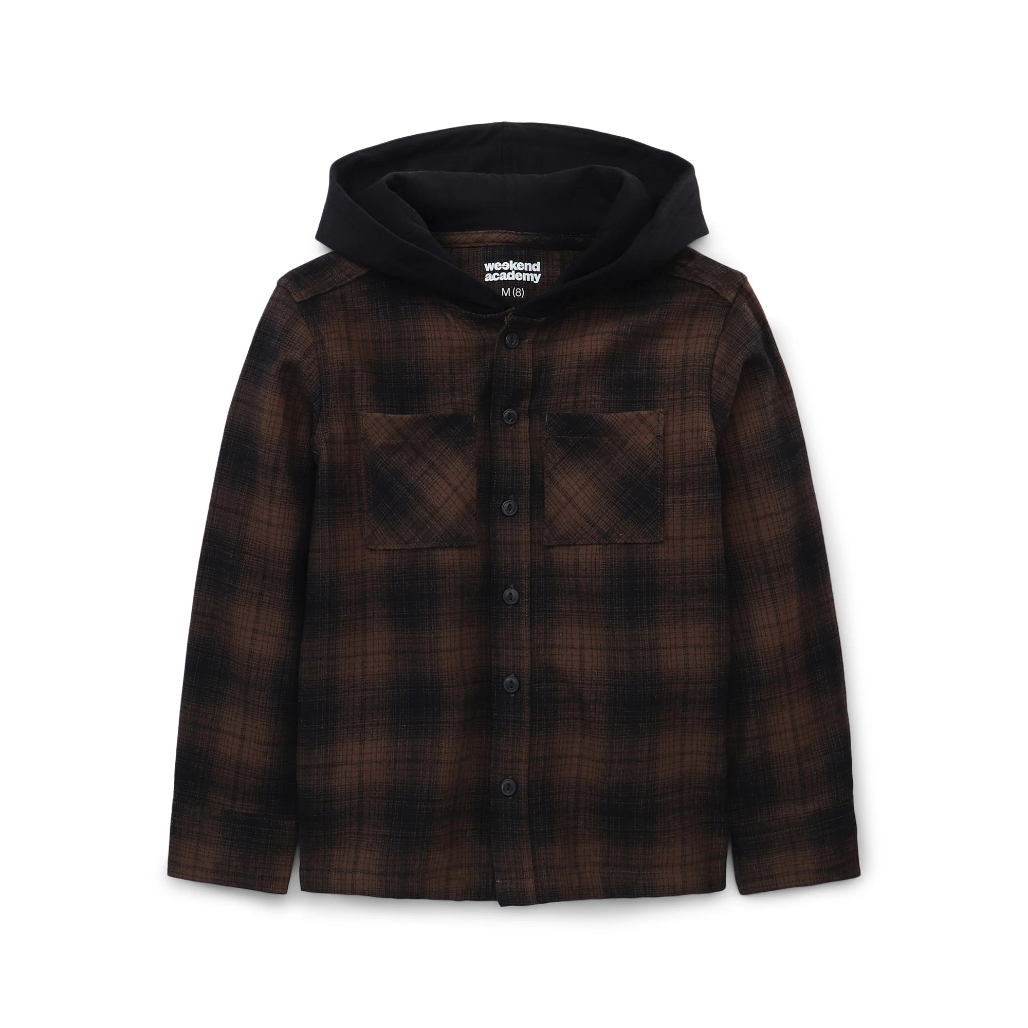 Weekend Academy Boys Hooded Flannel Shacket, Sizes 4-18 - Walmart.com | Walmart (US)