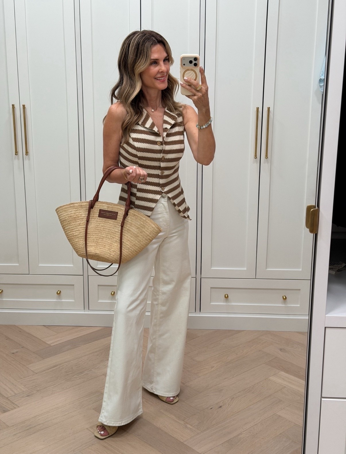 -Knit vest, wearing XS 
-Target Jean go in and out of stock. Took my true size. 
-Target wedges are 10/10!! TTS 
I’m 5’6”

#LTKootd #LTKOver40 #LTKgrwm