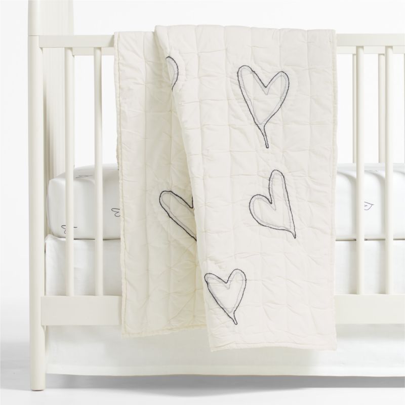 Charcoal Heart Organic Cotton Baby Crib Quilt by Leanne Ford + Reviews | Crate & Kids | Crate & Barrel