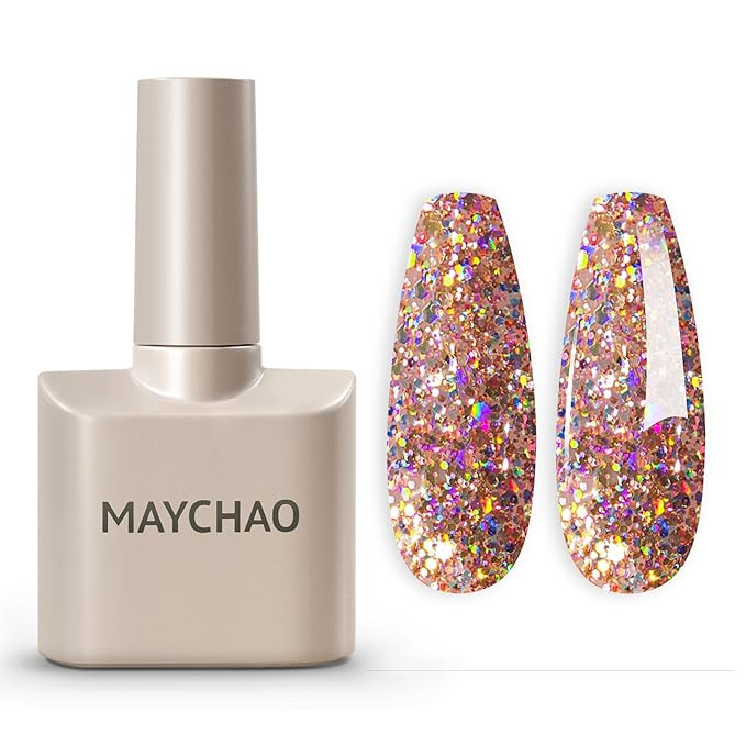 MAYCHAO 15ML Gel Nail Polish 1Pc Clear Pink Glitter Nail Polish Soak Off UV LED Nail Gel Polish N... | Amazon (US)