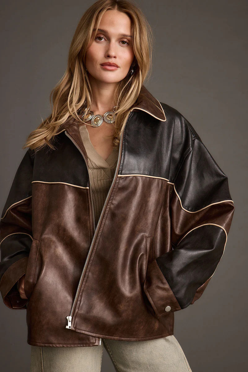 Bono Colorblock Vegan Leather Jacket | 12th Tribe