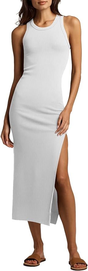 LILLUSORY Women's Sleeveless Bodycon Tank Midi Dress Summer Basic Slit Dresses | Amazon (US)