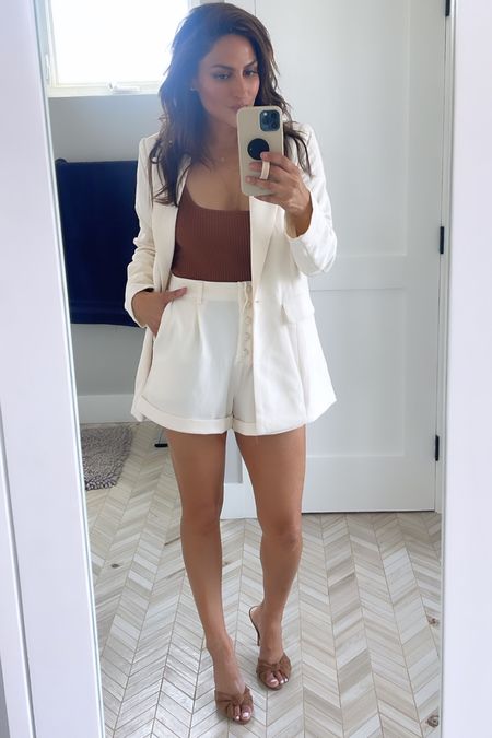 Wearing an older suit from forever 21 but I think this one I’m linking is pretty similar!! Wearing small in blazer and medium in shorts 

#LTKunder50 #LTKstyletip