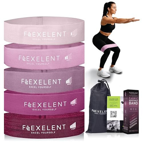Flexelent 5 Intensity Level Fabric Resistance Bands for Working Out - Skin Friendly & Non Slip Fabric Exercise Bands Resistance for Legs, Glutes and Strength Training with Storage Bag - Pink | Amazon (US)