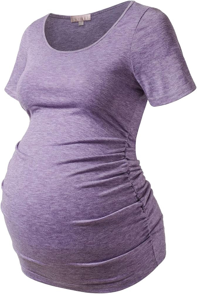 Bhome Maternity Shirt Short Sleeve Tshirt Summer Layering Pregnancy Tee | Amazon (US)