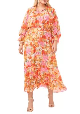 Vince Camuto Plus Size Blouson Sleeve Floral Maxi Dress | Belk