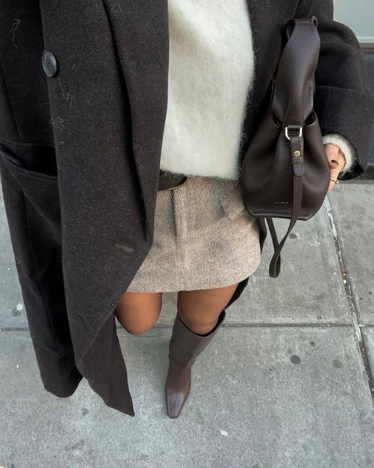 AUTUMN INSPO🤎🤎🤎
Tags: handmade wool coat H&M chocolate brown tweed mini skirt odd muse brown knee high heeled boots faux leather polene Paris bag mohair knit jumper sweater capsule wardrobe chic city break winter

#LTKshoes #LTKautumn #LTKstyletip