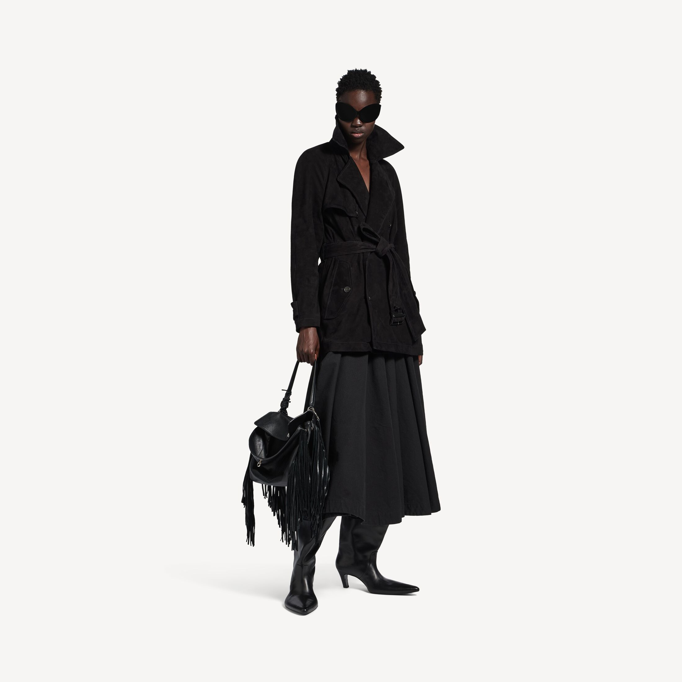 Women's Cocoon Short Trench in Black | Balenciaga US | Balenciaga