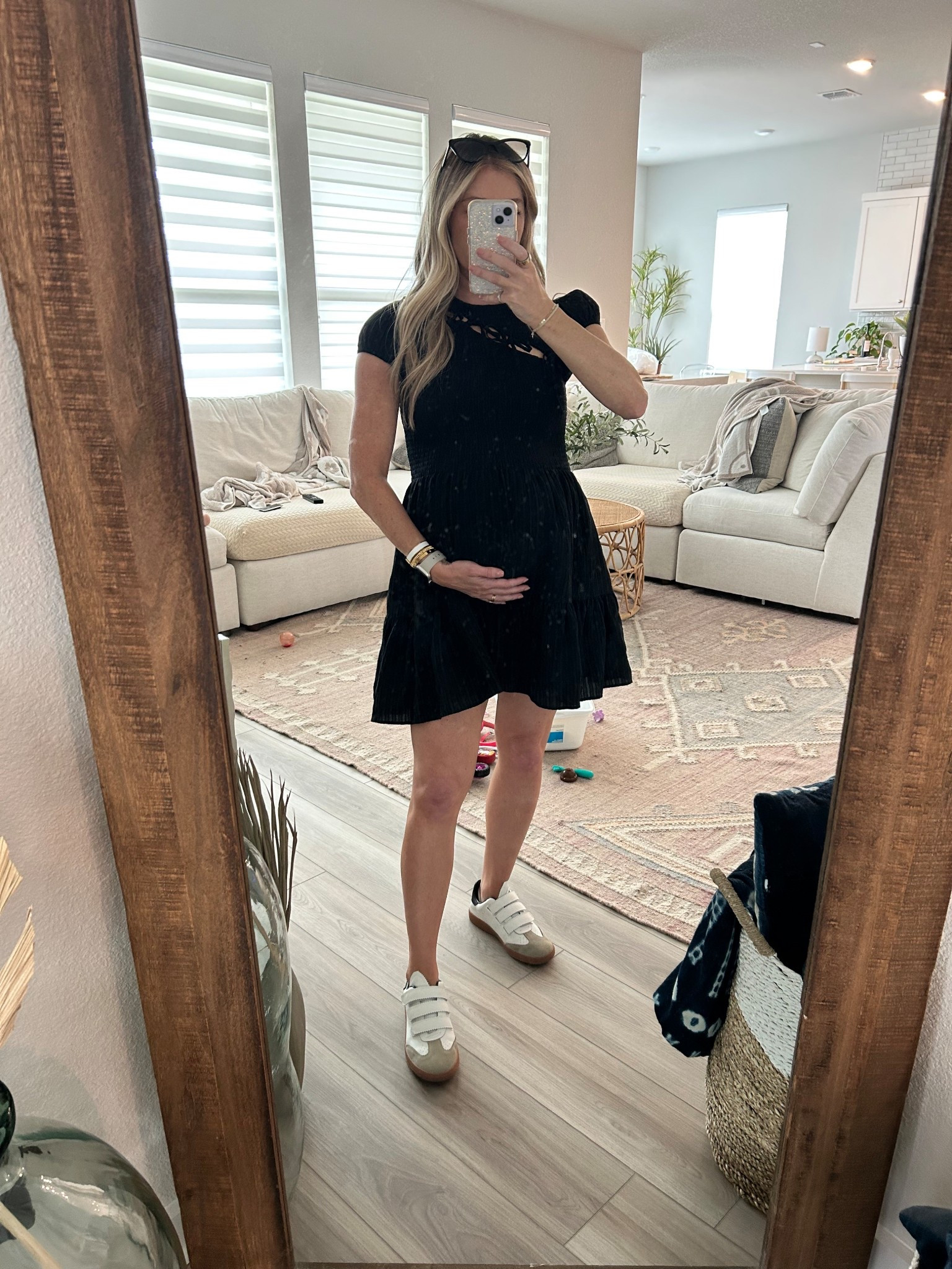 I would size up in this dress - the sleeves were tight (and my arms aren’t big lol) I’m in a small here. Bump friendly  

#LTKShoeCrush #LTKBump #LTKStyleTip