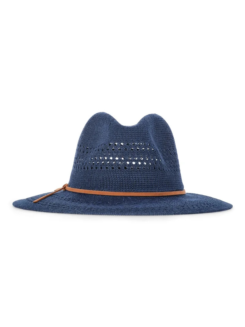 Time and Tru Women's Knit Panama Hat, Navy | Walmart (US)