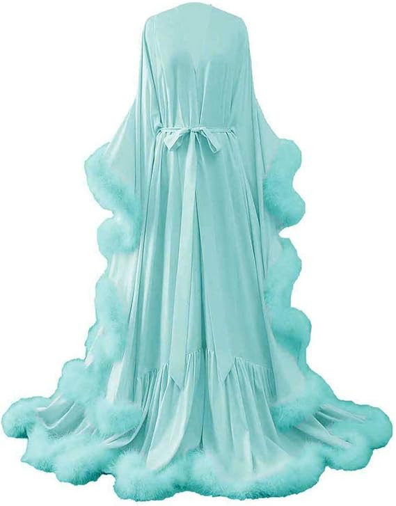 yinyyinhs Women's Feather Bridal Robe Wedding Scarf Long Lingerie Robe Nightgown Bathrobe Sleepwe... | Amazon (US)