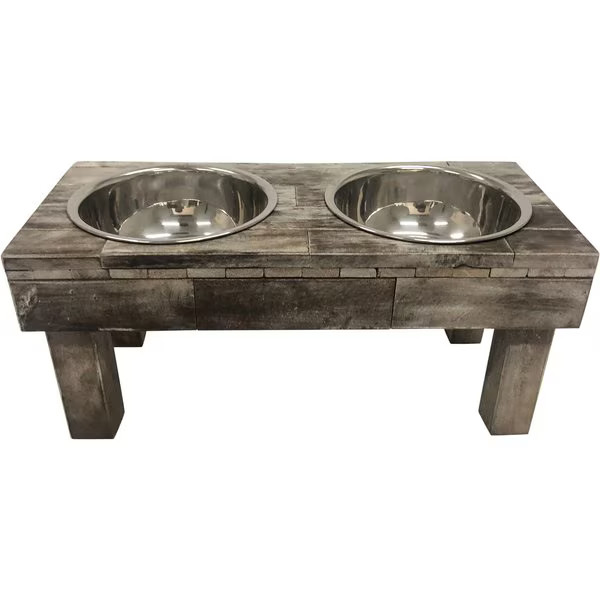 Huntley Pet Berjen Table Elevated Double Bowl Dog & Cat Feeder | Chewy.com