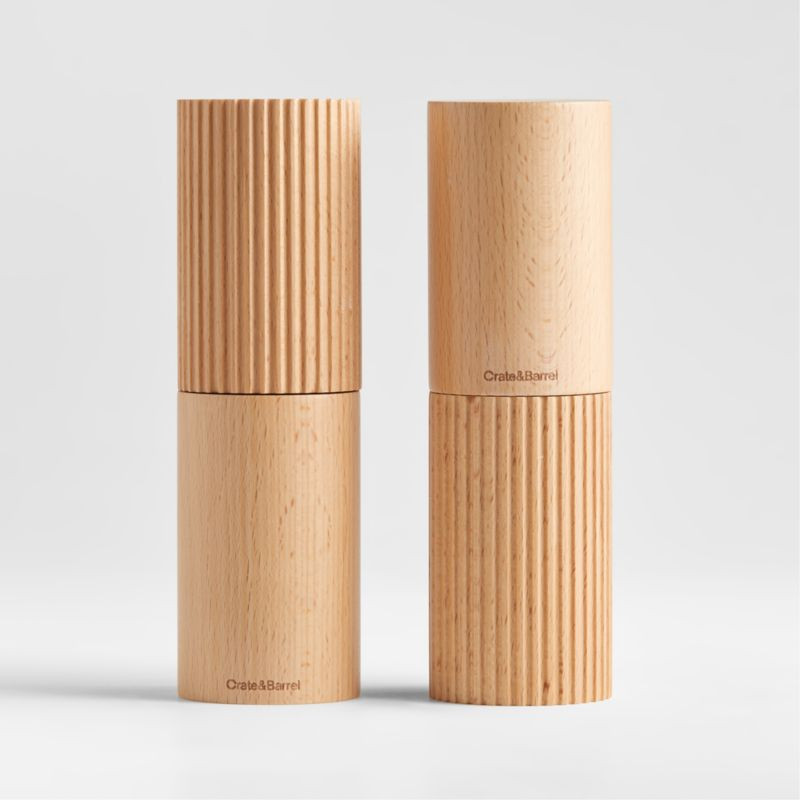 Hanno Fluted Salt & Pepper Mill Grinder Set + Reviews | Crate & Barrel | Crate & Barrel