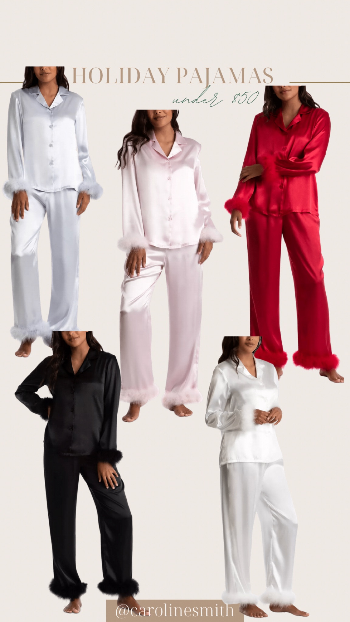 Feather Holiday Pajamas under $50
On sale

Macy’s, feather pajamas, feather pjs, satin pajamas, bridal, Christmas morning, Christmas style, Christmas Inspo 

#LTKHoliday #LTKSeasonal #LTKGiftGuide
