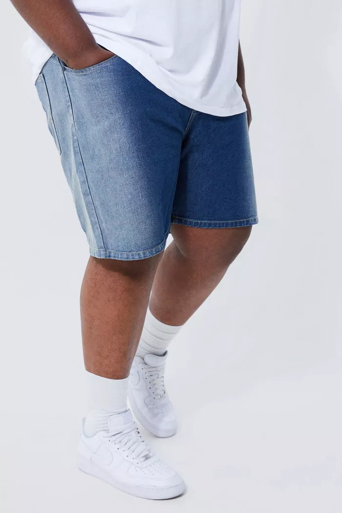 Plus Bleached Panel Denim Jorts | Boohoo.com (US & CA)