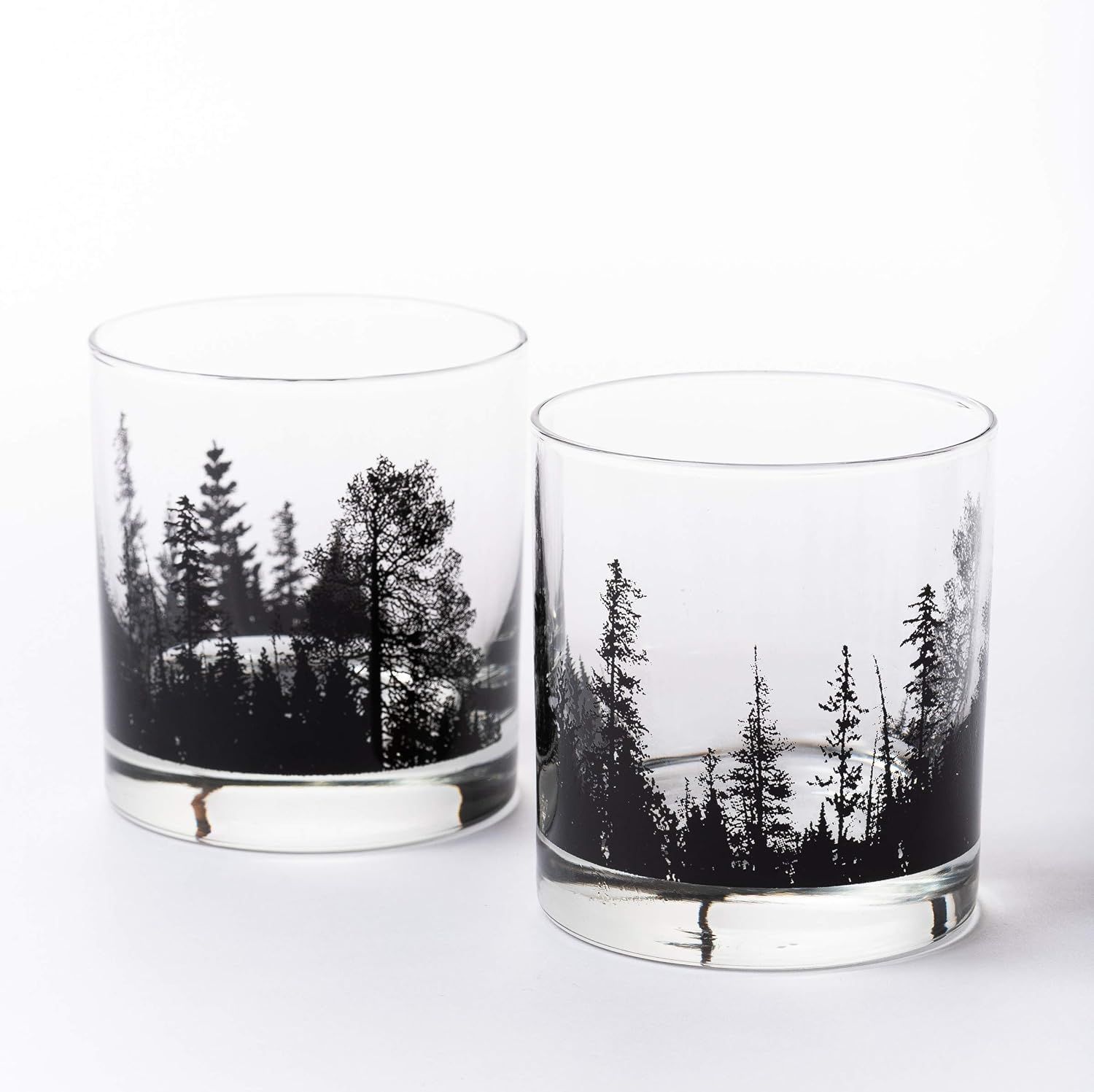 Whiskey Glasses by Black Lantern – Handmade Whiskey Glass Set and Bar Glasses – Forest Landsc... | Amazon (US)