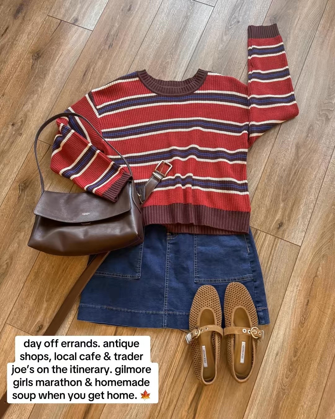 fall outfits. denim mini skirt. striped sweater. fall shoes.

#LTKSeasonal #LTKSaleAlert #LTKootd
