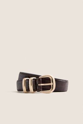 Chocolate Croc-Embossed Western Belt | Tuckernuck (US)